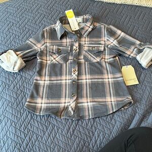 Passport Marisol Plaid Kiddies Shirt NWT 4T Pink and Gray - Stitchfix brand
